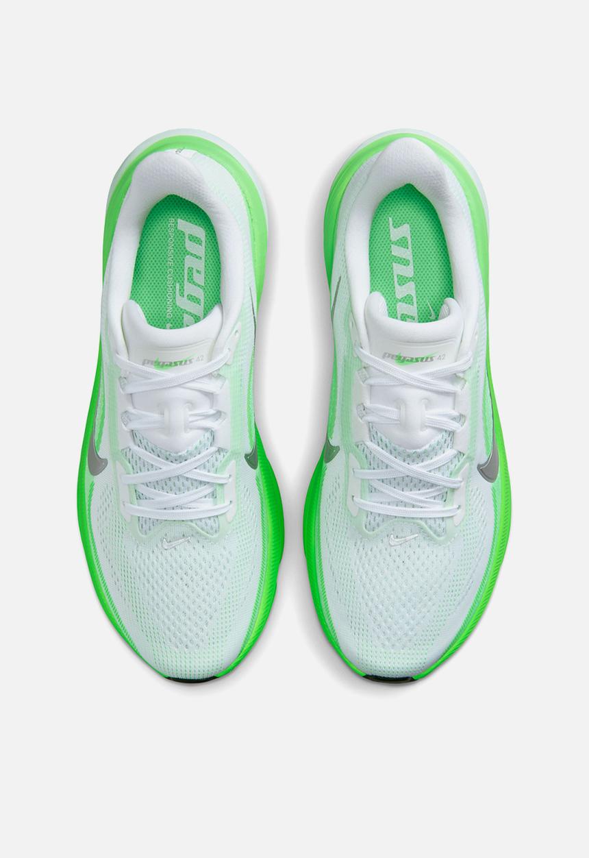 Nike - W Air Zoom Pegasus 42 - white/metallic silver-green strike