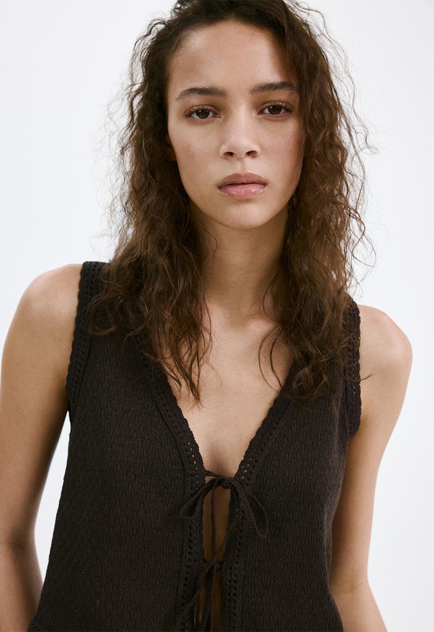 MANGO - Top nati - dark brown