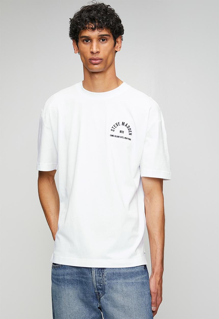 Steve Madden - Mens Rayne Crew Neck T-shirt - White