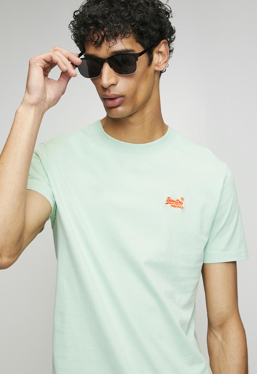 Superdry. - Essential Logo Emb Tee - Cameo Green/Red