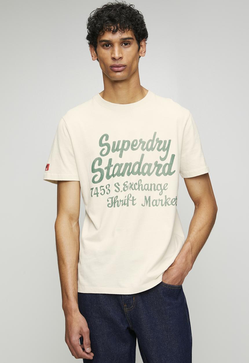 Superdry. - Industry Worker Relaxed Tee - Oatmeal Beige