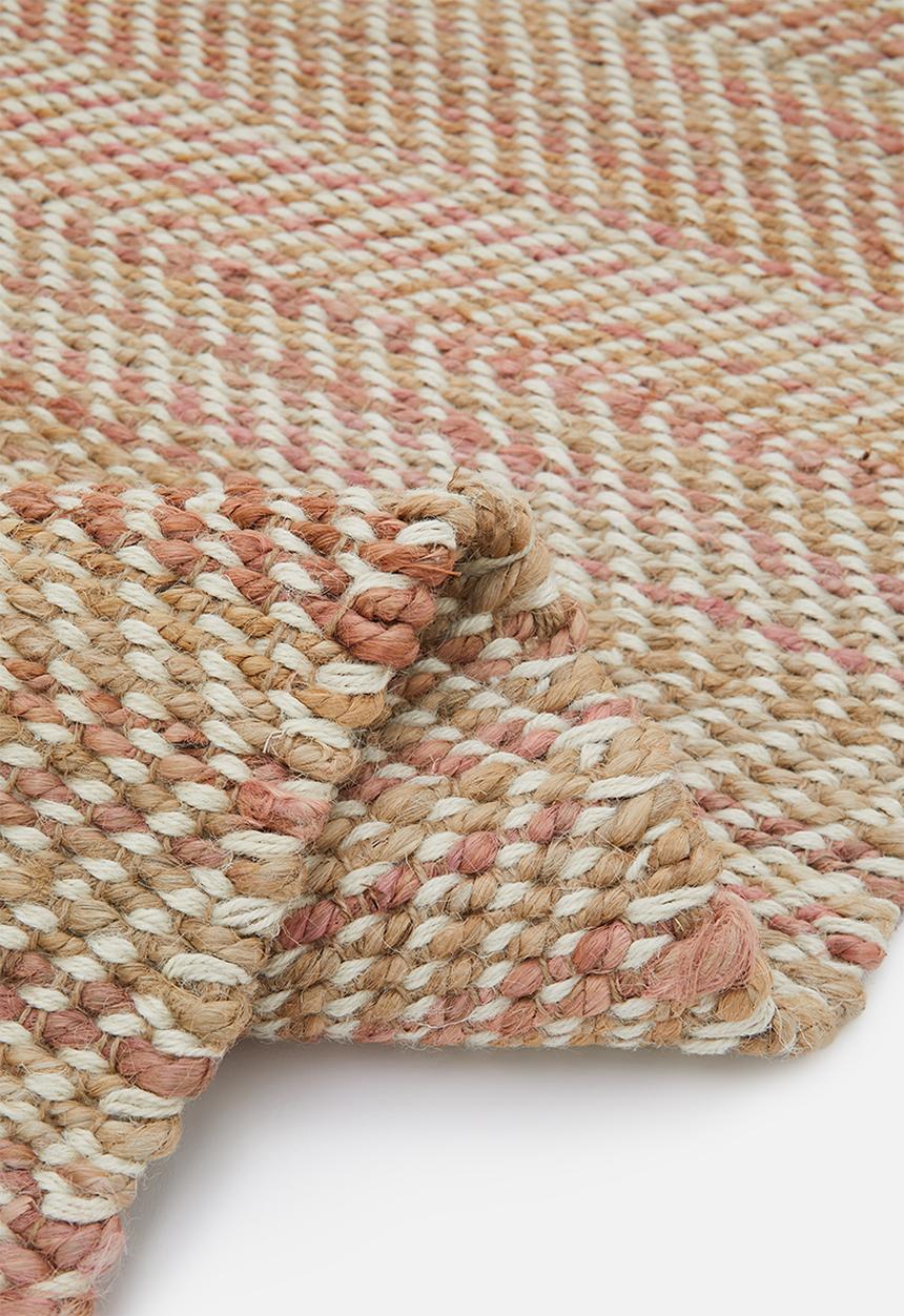 Sixth Floor - Herringbone Jute Dhurrie Rose