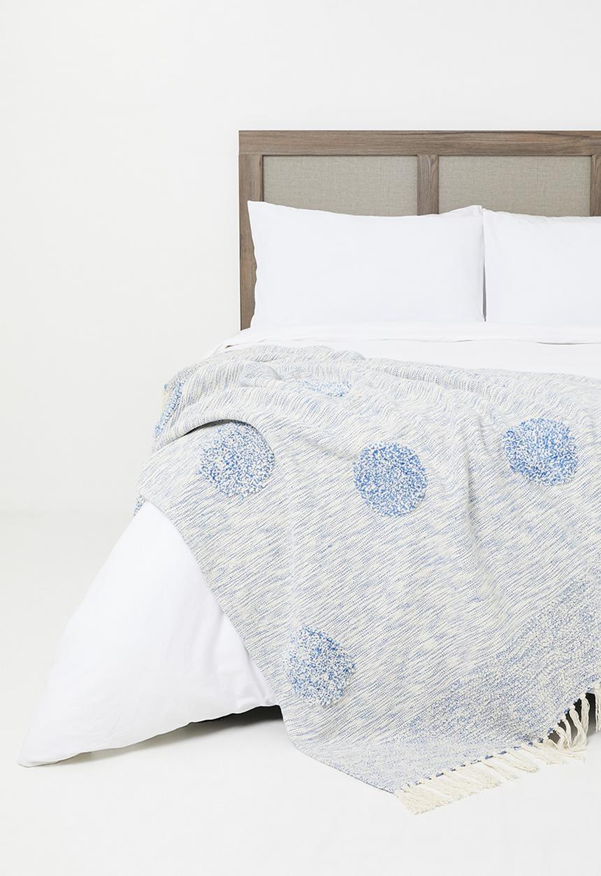 Sixth Floor - Cotton Woven Spot Tufted Throw - Blue