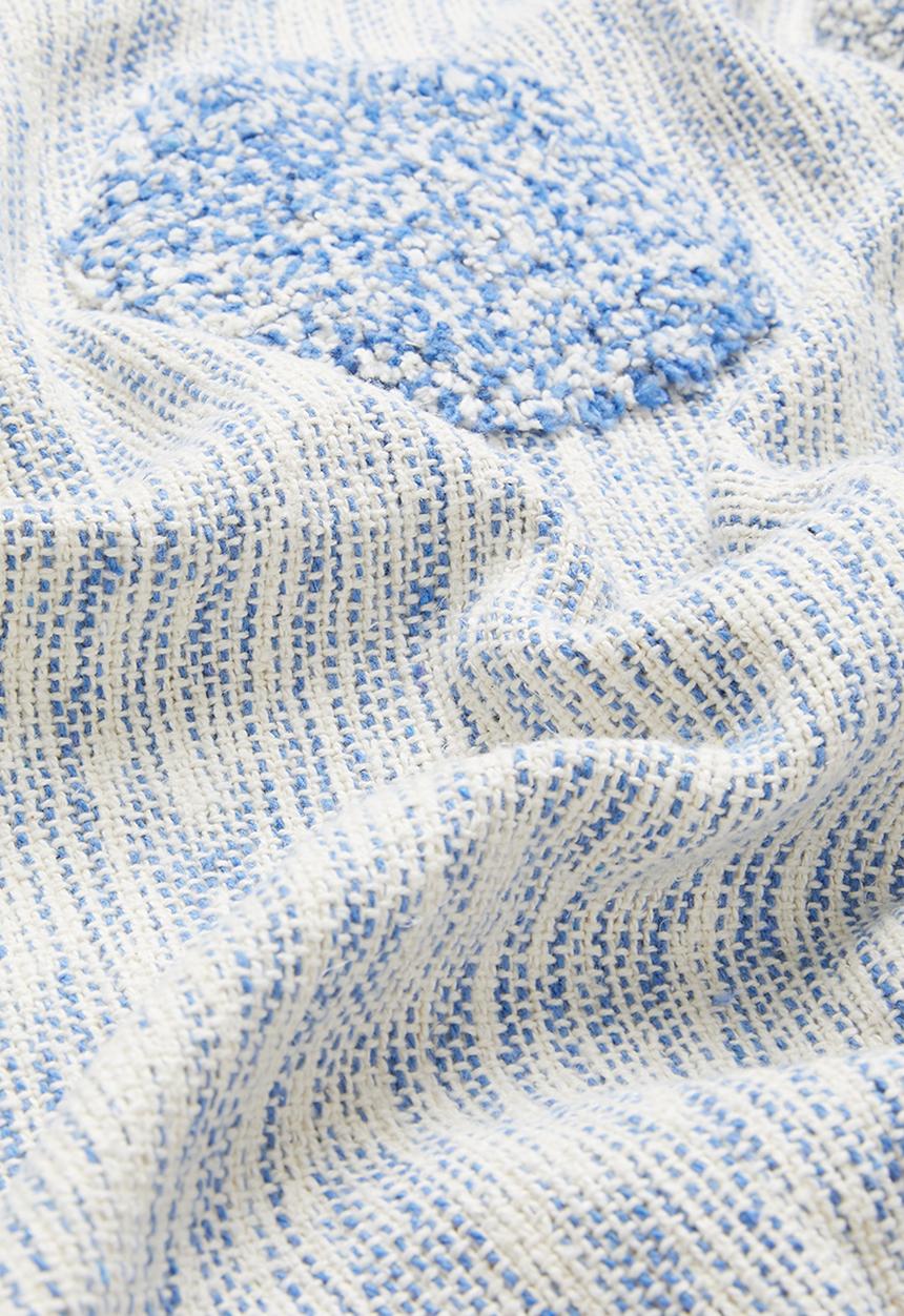 Sixth Floor - Cotton Woven Spot Tufted Throw - Blue