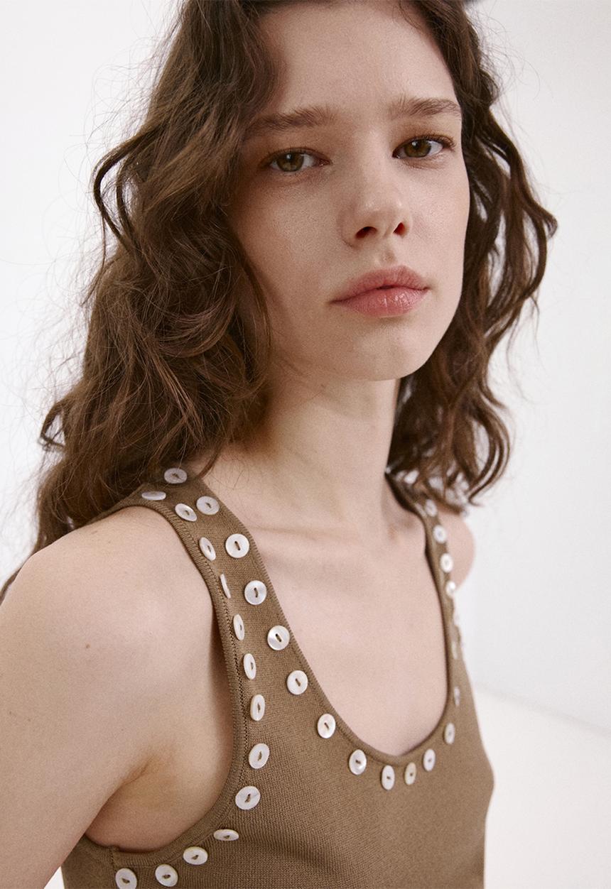 MANGO - Top naqui - dark brown