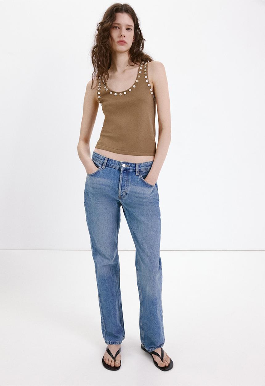 MANGO - Top naqui - dark brown