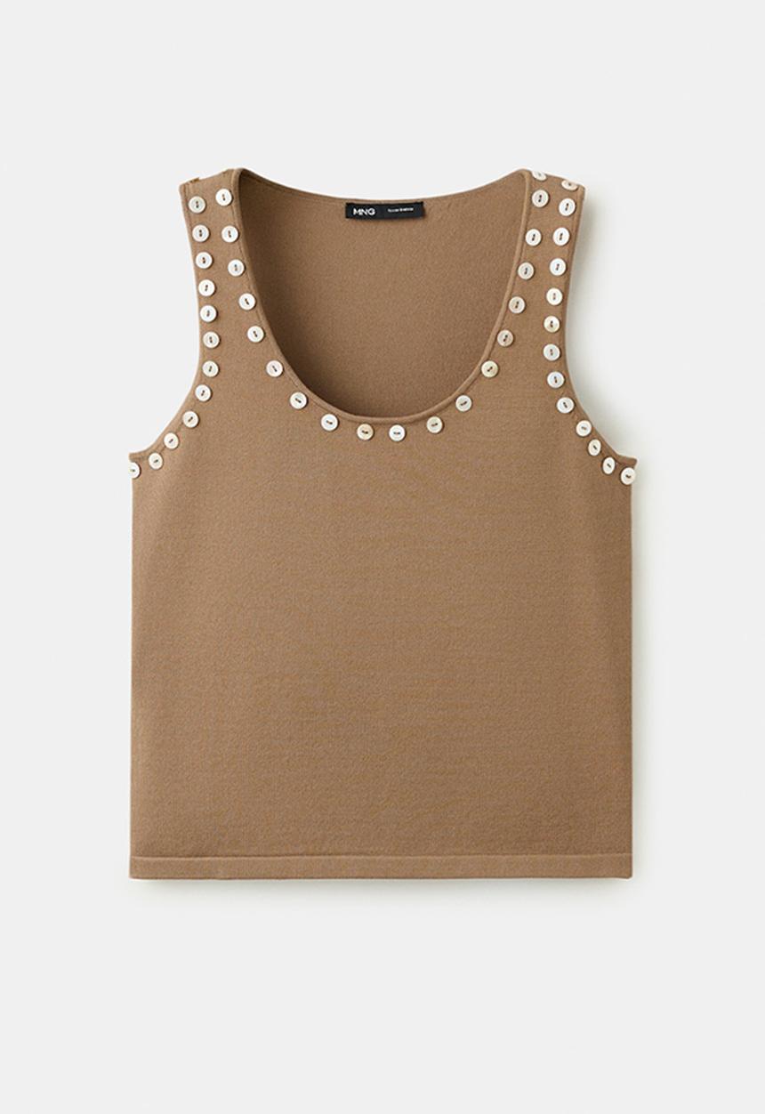 MANGO - Top naqui - dark brown