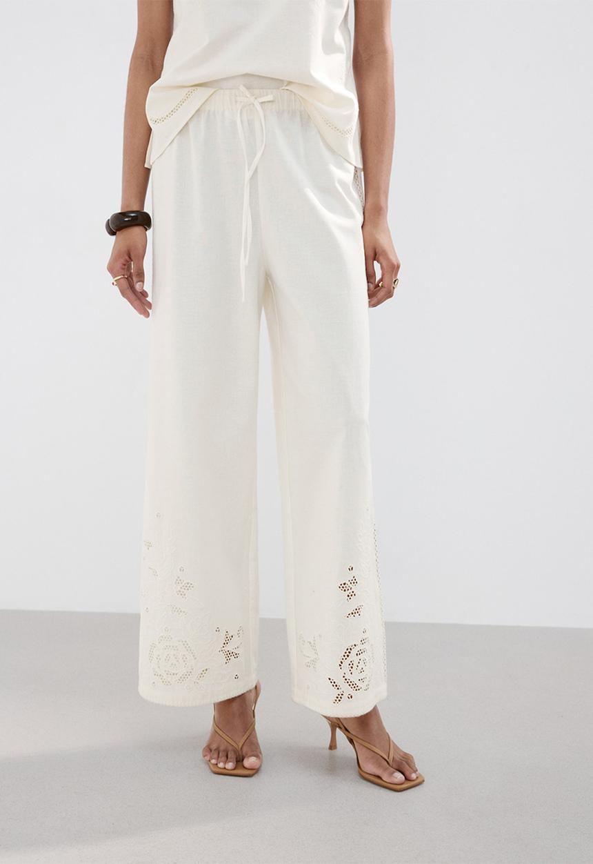 MANGO - Trousers daria - natural