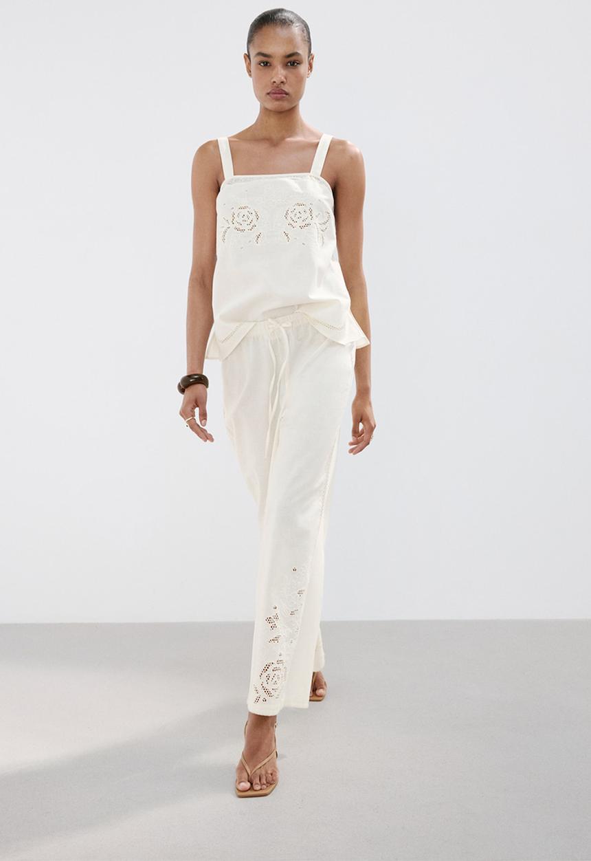 MANGO - Trousers daria - natural