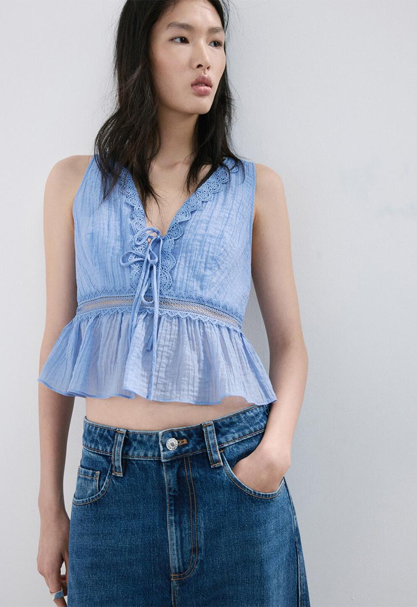 MANGO - Top elena - light/pastel blue