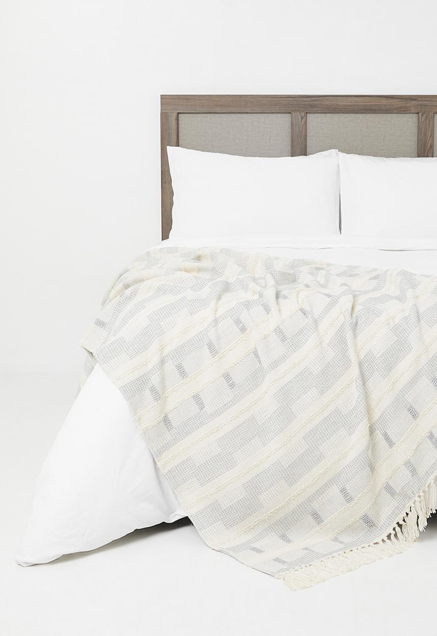 Sixth Floor - Cotton Geo Tufted Woven Throw - Grey