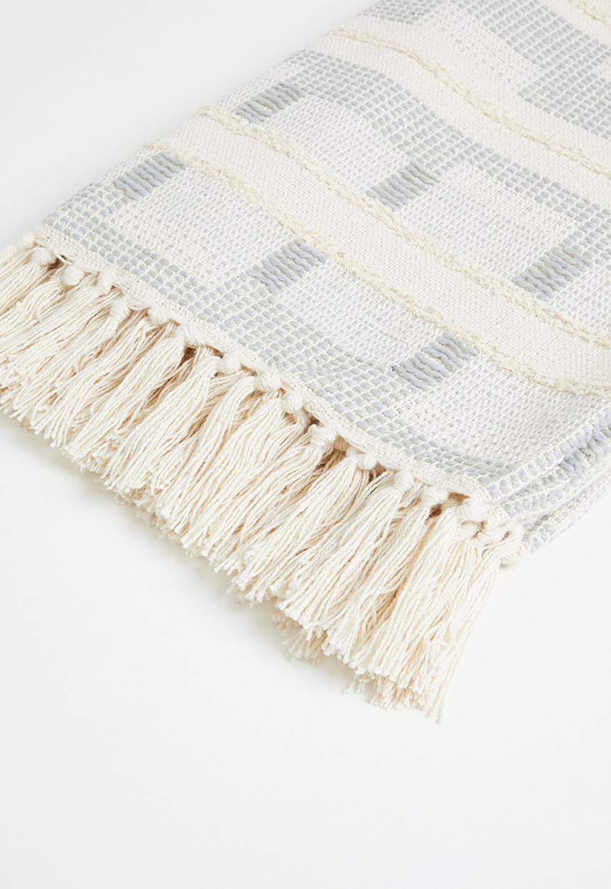 Sixth Floor - Cotton Geo Tufted Woven Throw - Grey