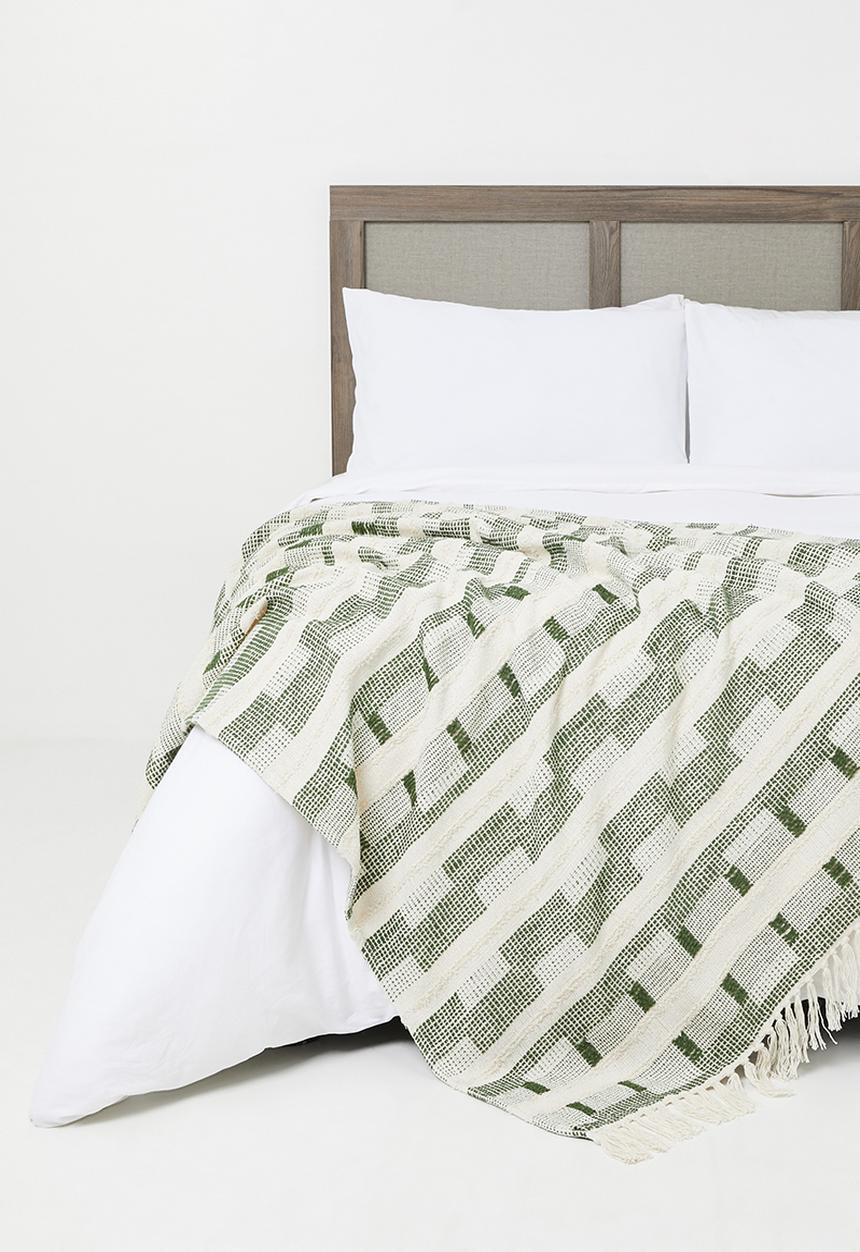 Sixth Floor - Cotton Geo Tufted Woven Throw - Olive