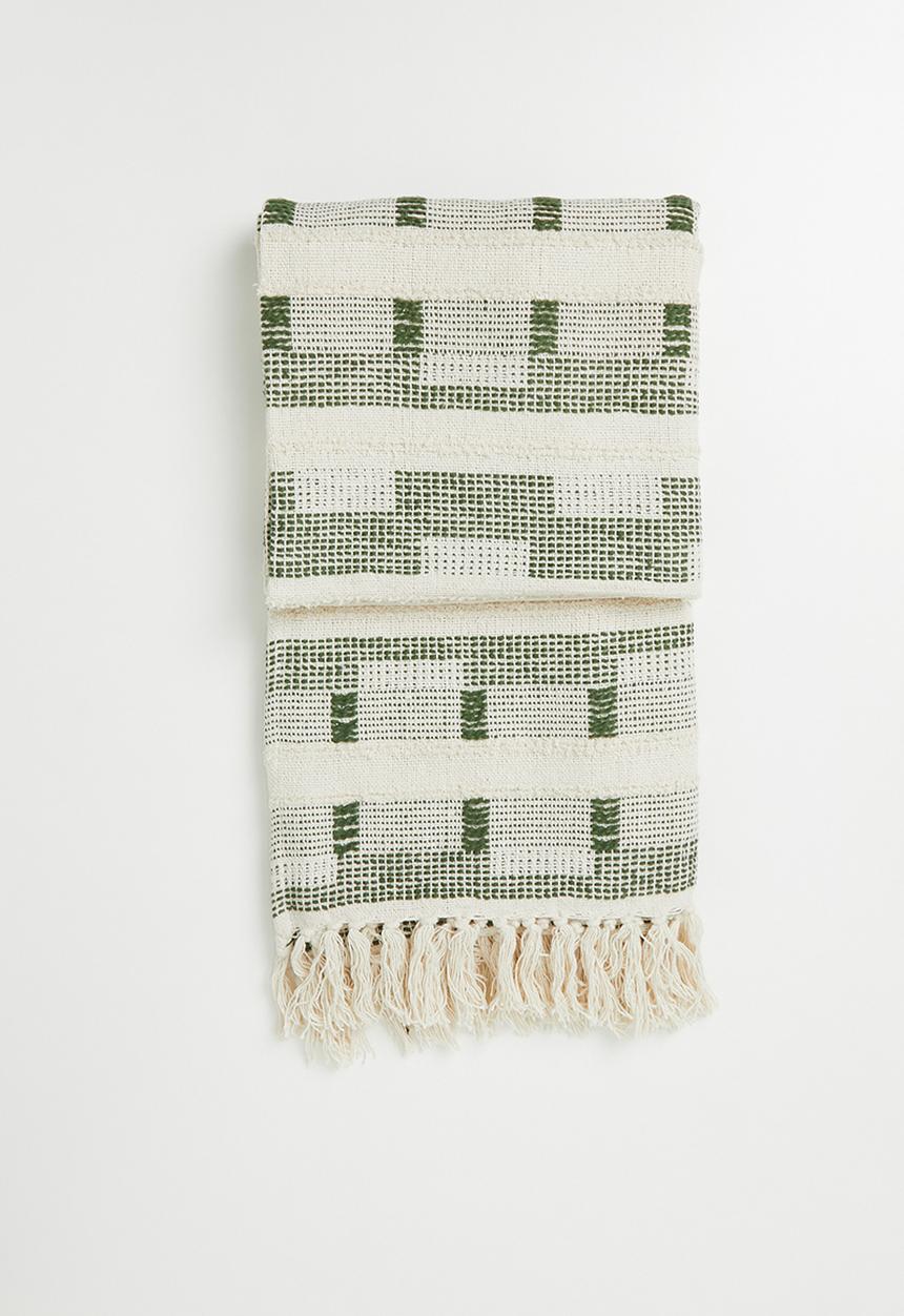 Sixth Floor - Cotton Geo Tufted Woven Throw - Olive