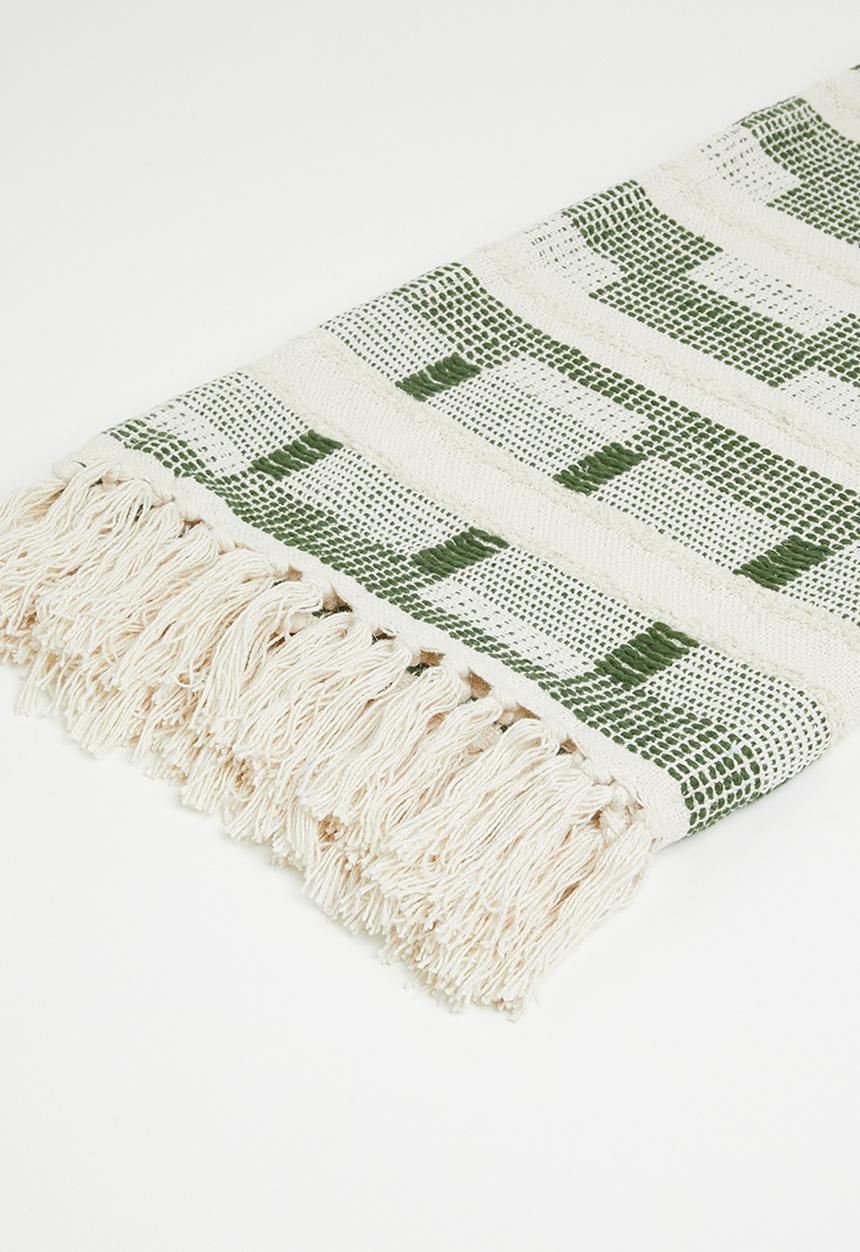 Sixth Floor - Cotton Geo Tufted Woven Throw - Olive