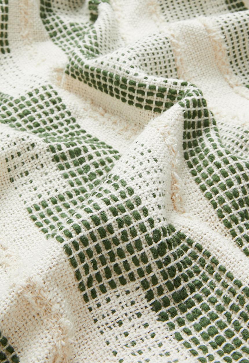 Sixth Floor - Cotton Geo Tufted Woven Throw - Olive