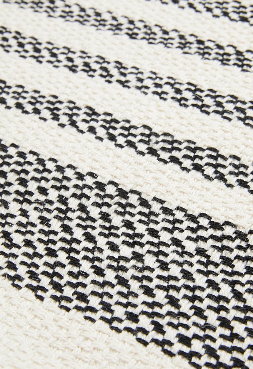 Sixth Floor - Cotton Woven Stripe Throw - Black & Natural