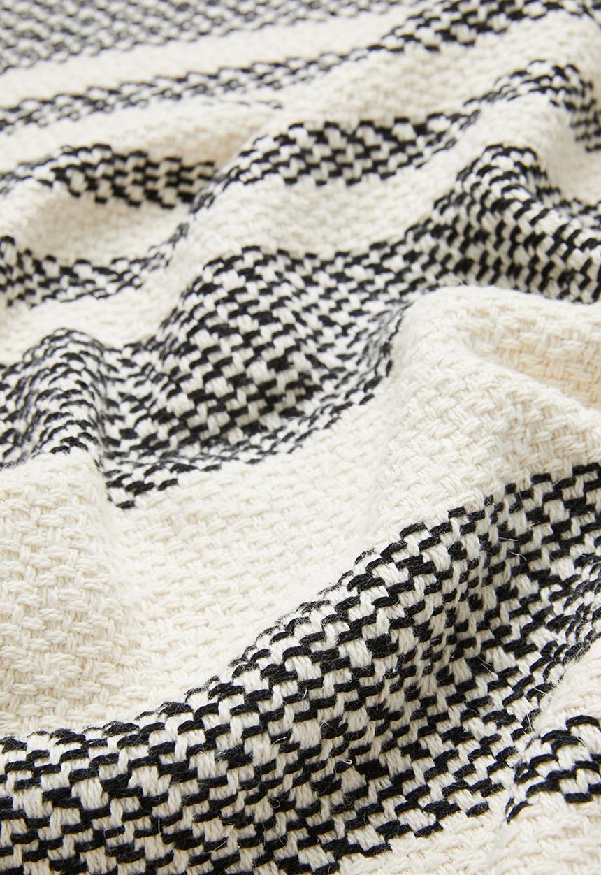 Sixth Floor - Cotton Woven Stripe Throw - Black & Natural