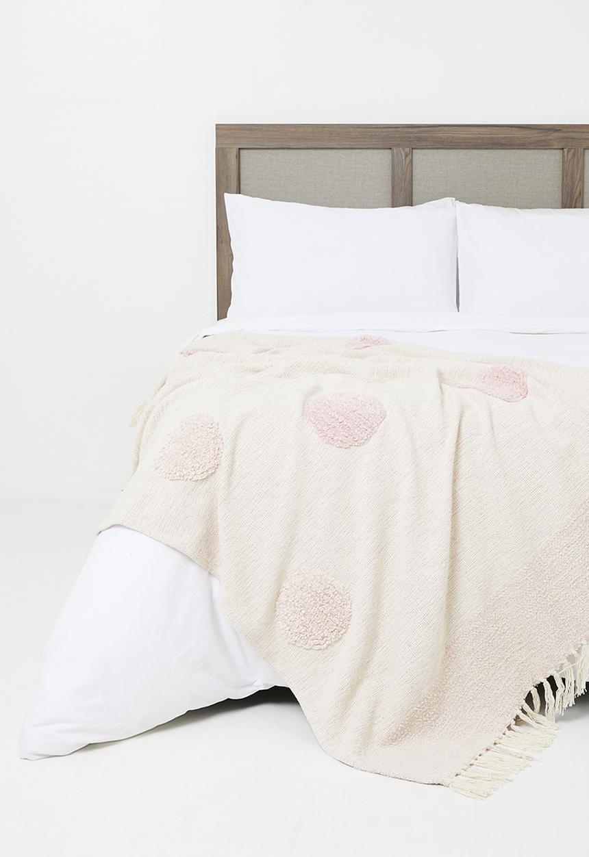 Sixth Floor - Cotton Woven Spot Tufted Throw - Pink