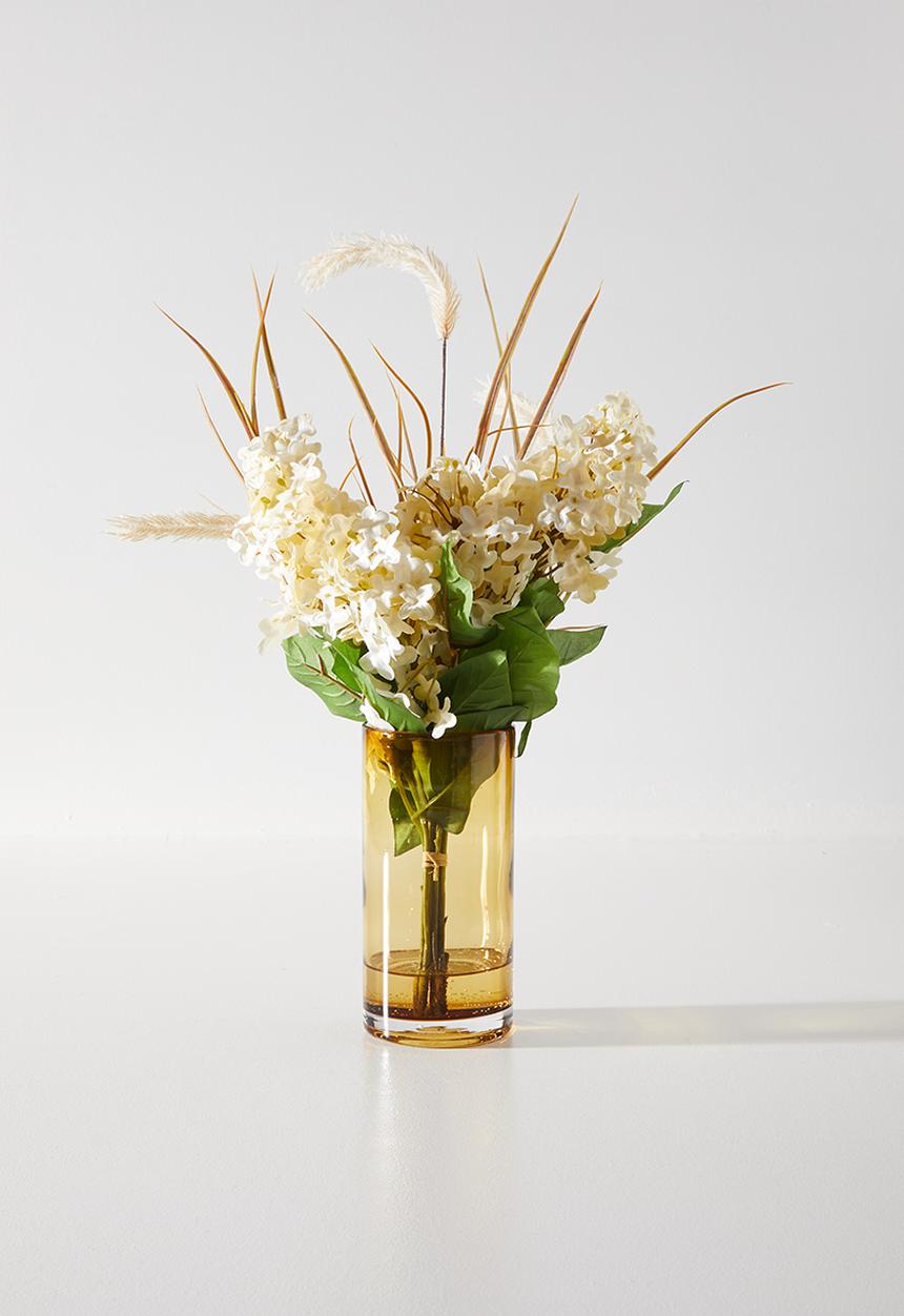 Silk By Design - Pmapas Grass & Lilacs In Amber Vase - medium brown