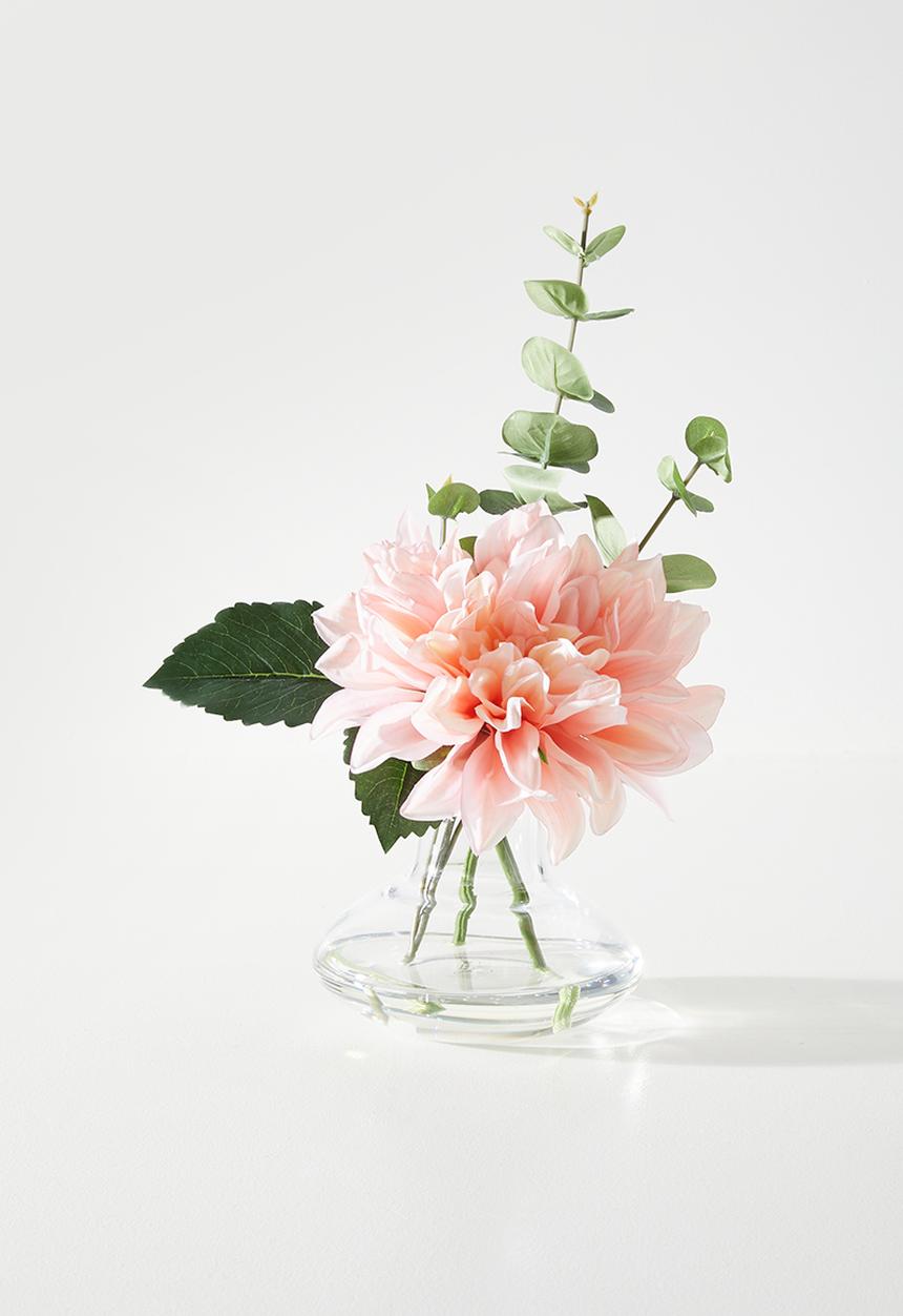 Silk By Design - Dahlia & Eucalyptus In Posy Vase - white