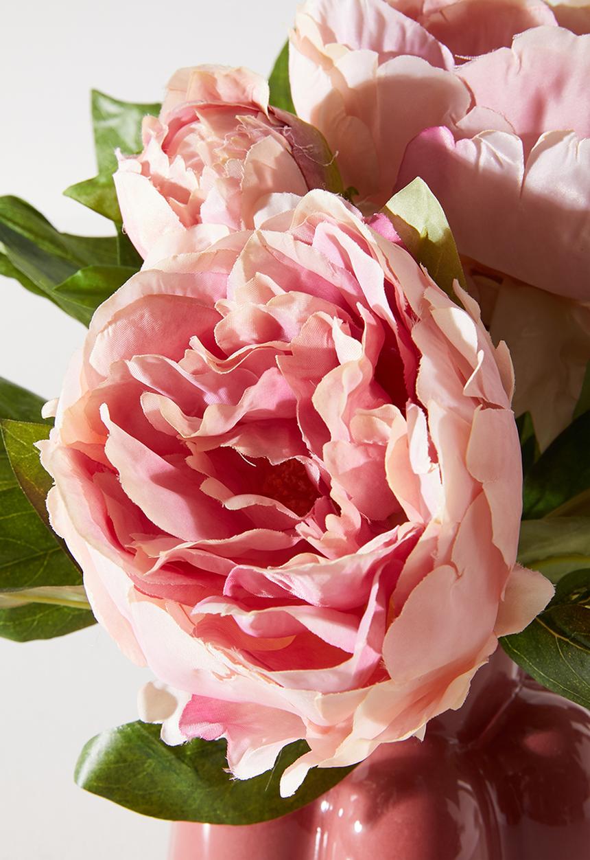 Silk By Design - Dusty Pink Peonies In Pink Vase - pink