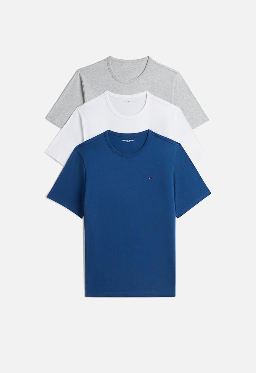 Tommy Hilfiger - 3 Pack Short Sleeve TEE - Blu Jn/Lght Gry Hth/White