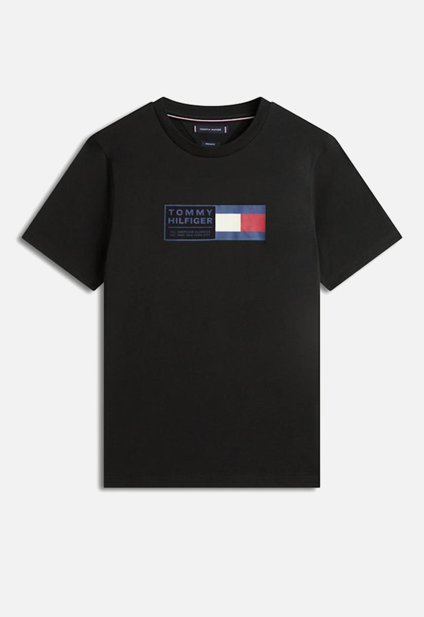 Tommy Hilfiger - BRAND LOVE TEXT BOX TEE - Black