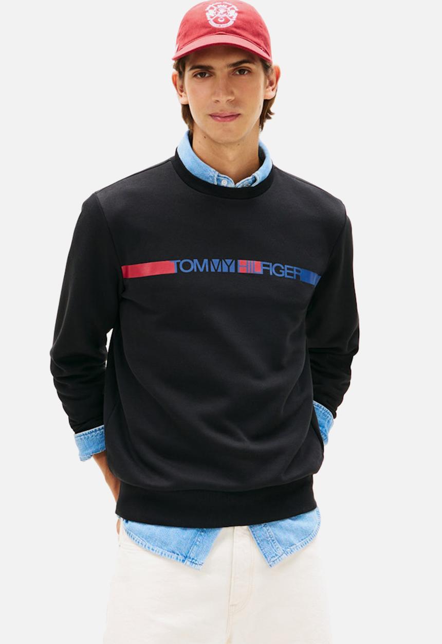 Tommy Hilfiger - BRAND LOVE TR STRIPE SWEATSHIRT - Black