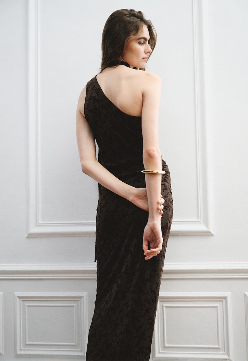 MANGO - Dress velour - brown