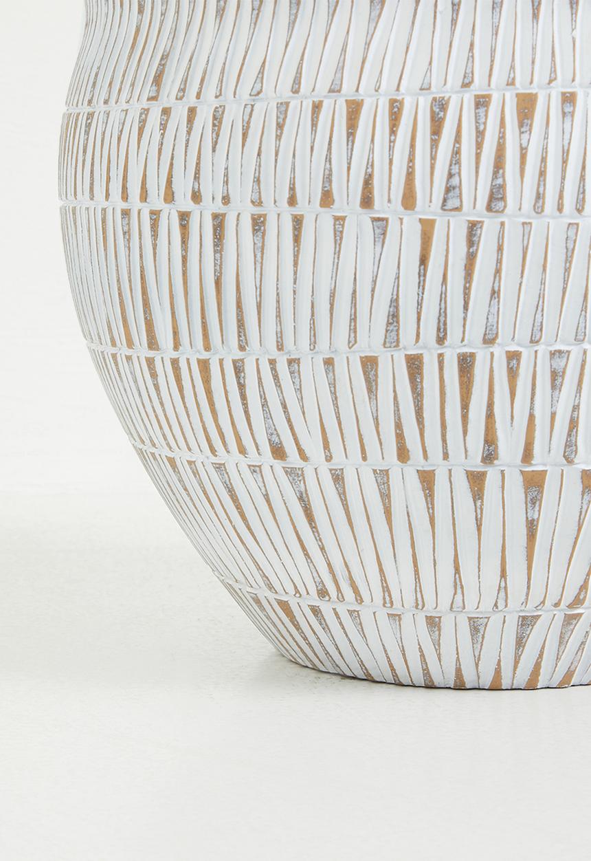 Silk By Design - Fern Plant In Stripped Planter - white