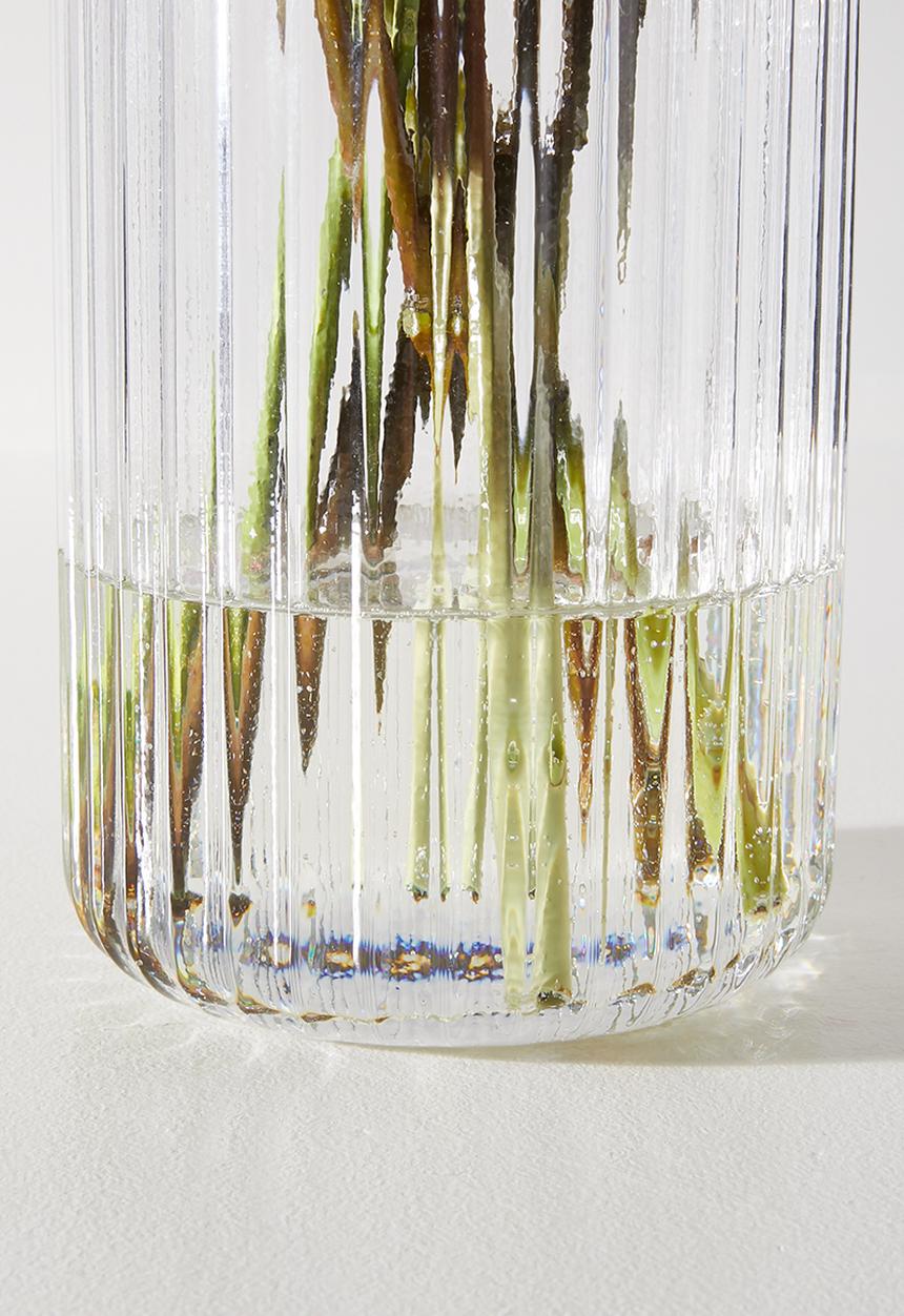 Silk By Design - Mixed Hydrangea In Ribbed Vase - clear