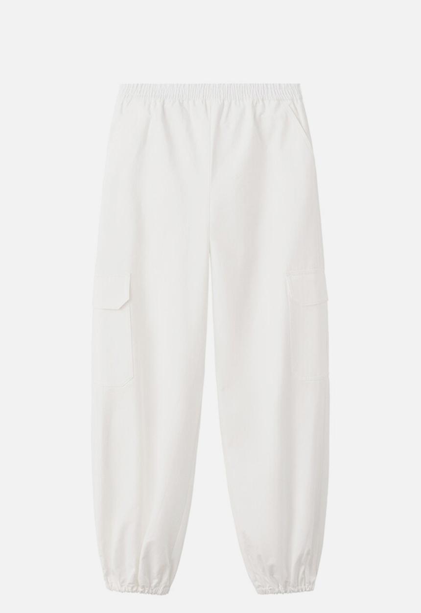 MANGO - Trousers maloon - white