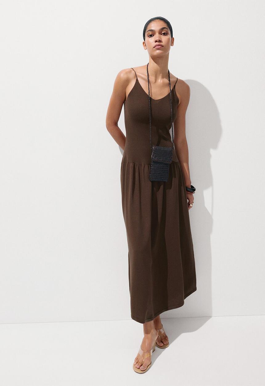 MANGO - Dress aurora - dark brown