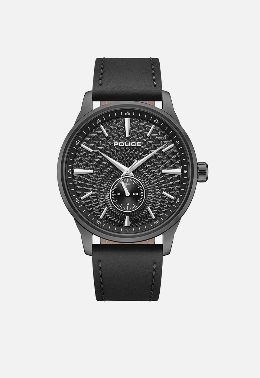 Police - IP Black Case Black Dial Leather Strap - Black