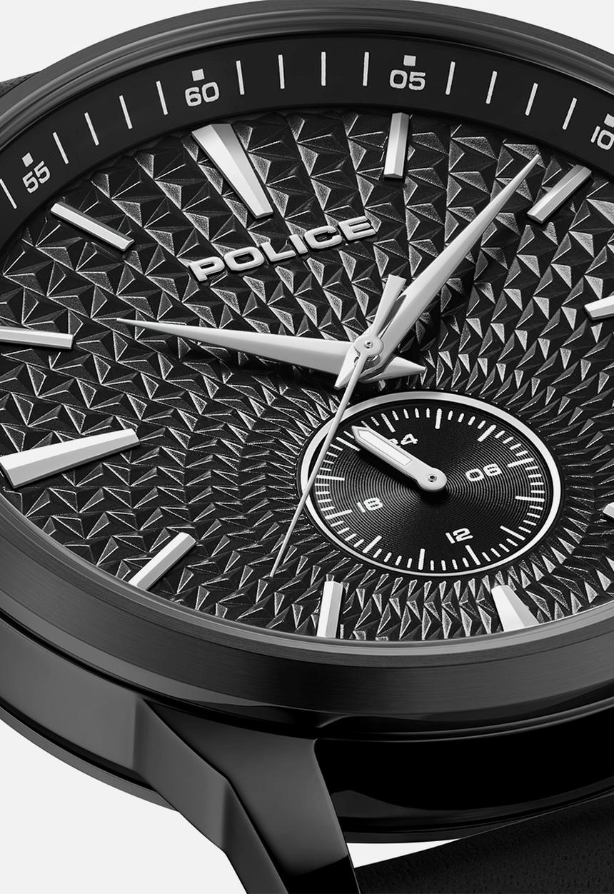 Police - IP Black Case Black Dial Leather Strap - Black