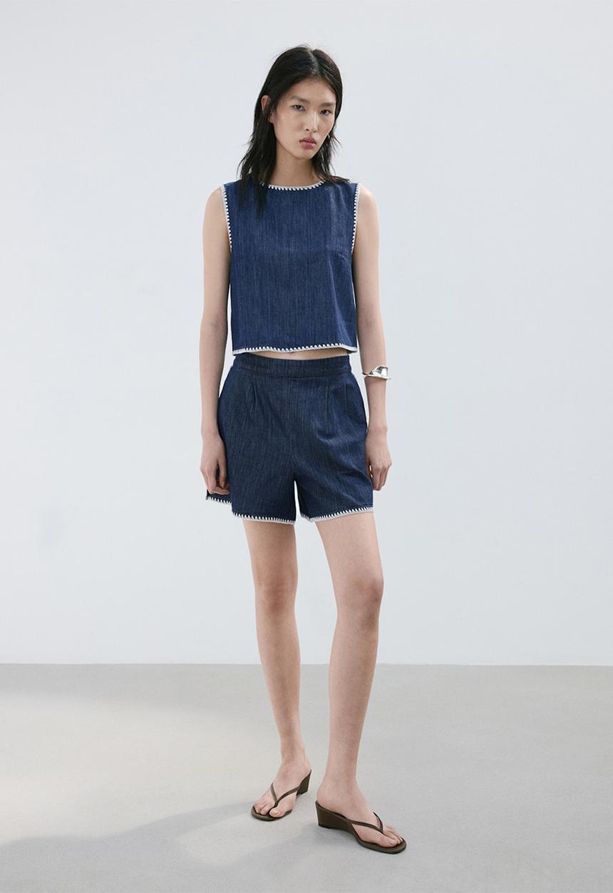 MANGO - Shorts may - open blue