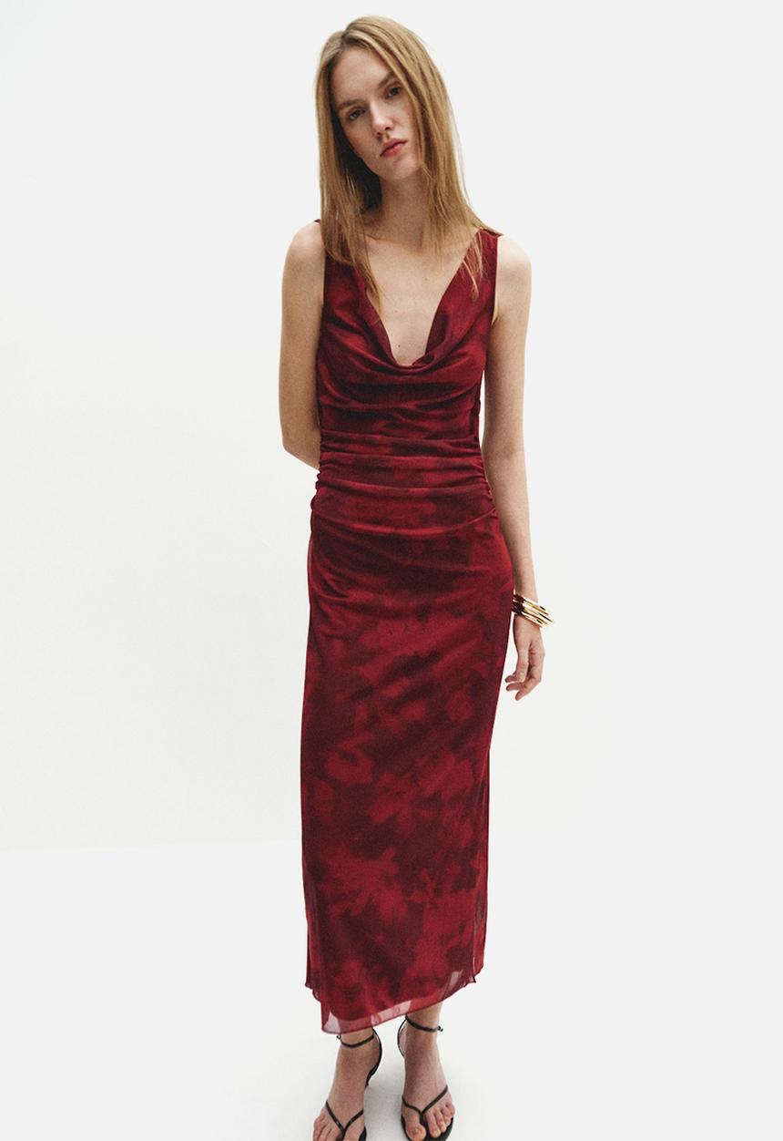MANGO - Dress mara - dark red