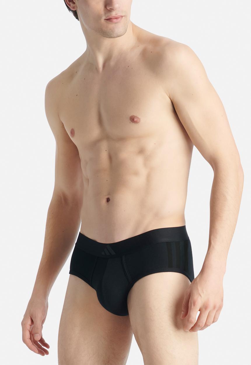adidas Performance - 3 Stripes - Active Flex Cotton -2PK Low Rise Brief - Black&White
