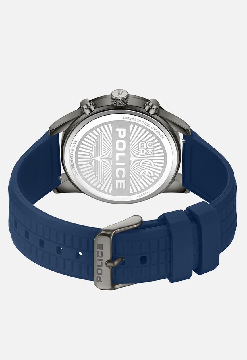Police - Ip Gun Case Blue Dial Silicone Strap - Blue