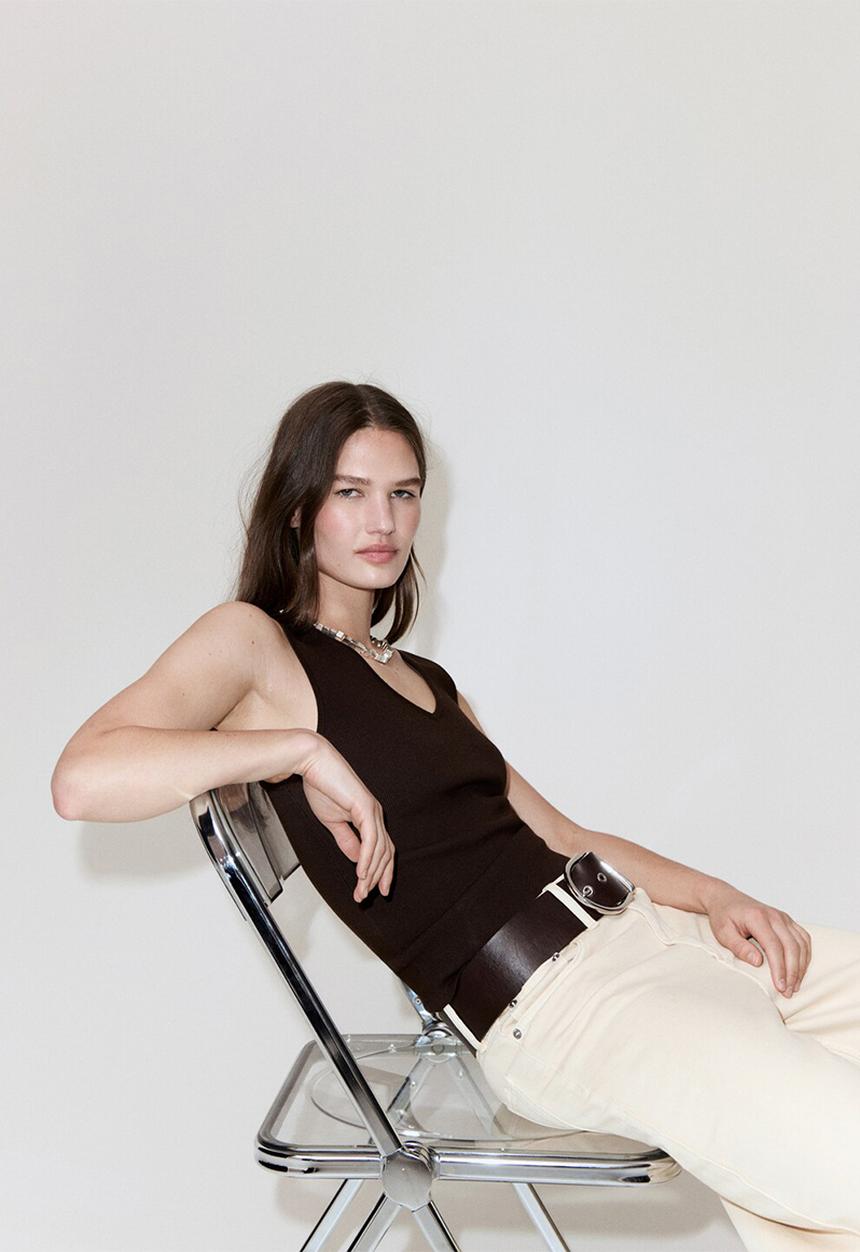 MANGO - Top beixamel - dark brown