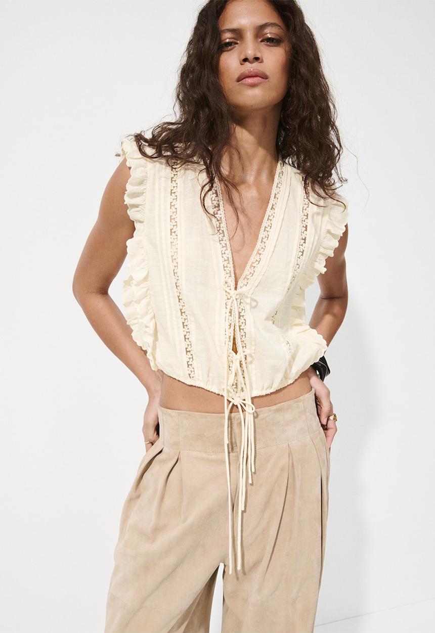 MANGO - Shirt lechuga - light beige