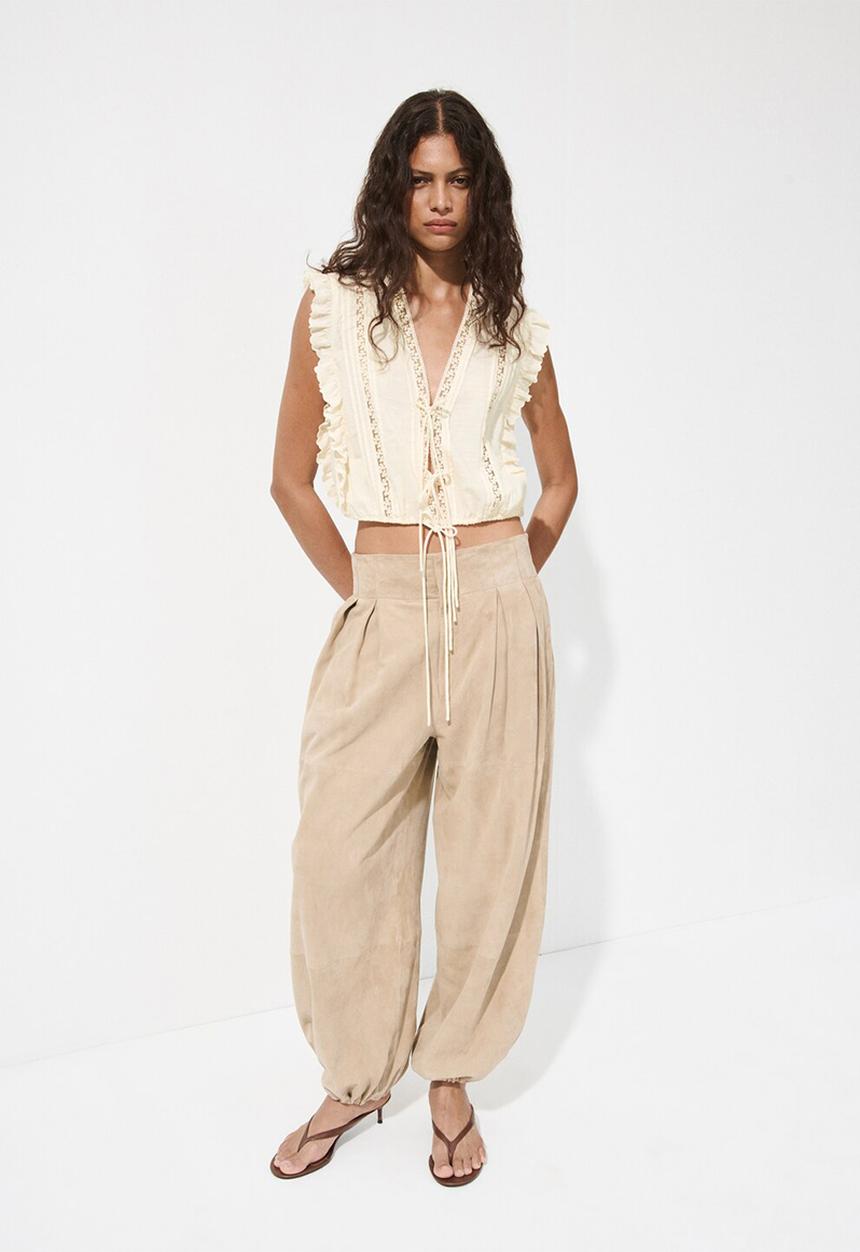 MANGO - Shirt lechuga - light beige