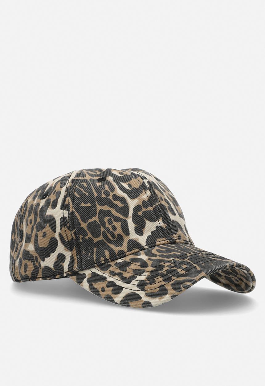 Tessa Design - Livia Leopard Print Peak Cap-Brown