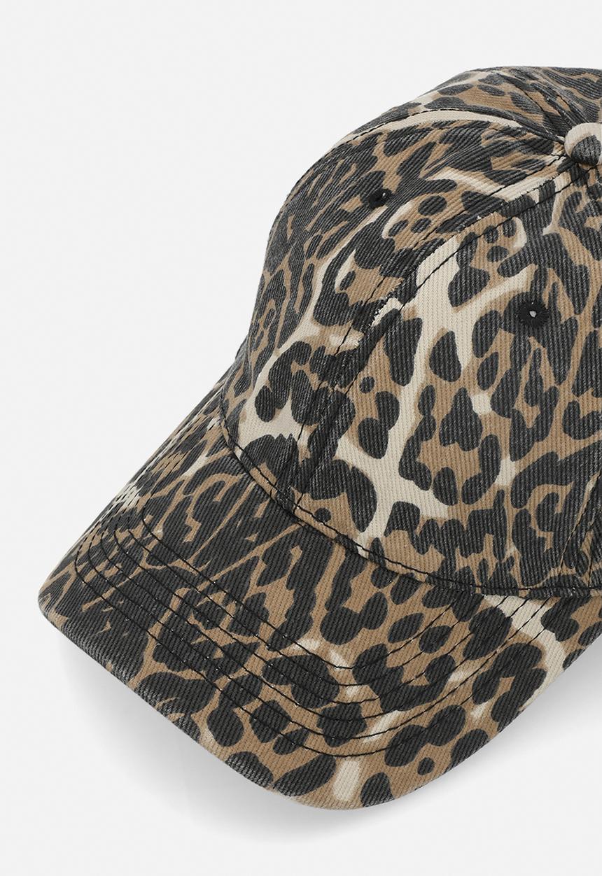 Tessa Design - Livia Leopard Print Peak Cap-Brown