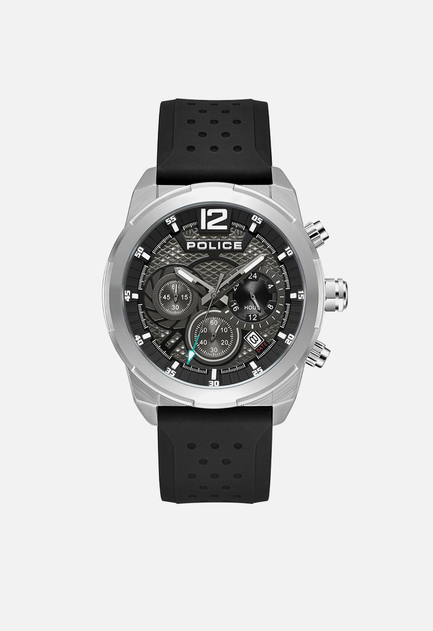 Police - Steel Case Gun Dial Silicone Strap - Gunmetal
