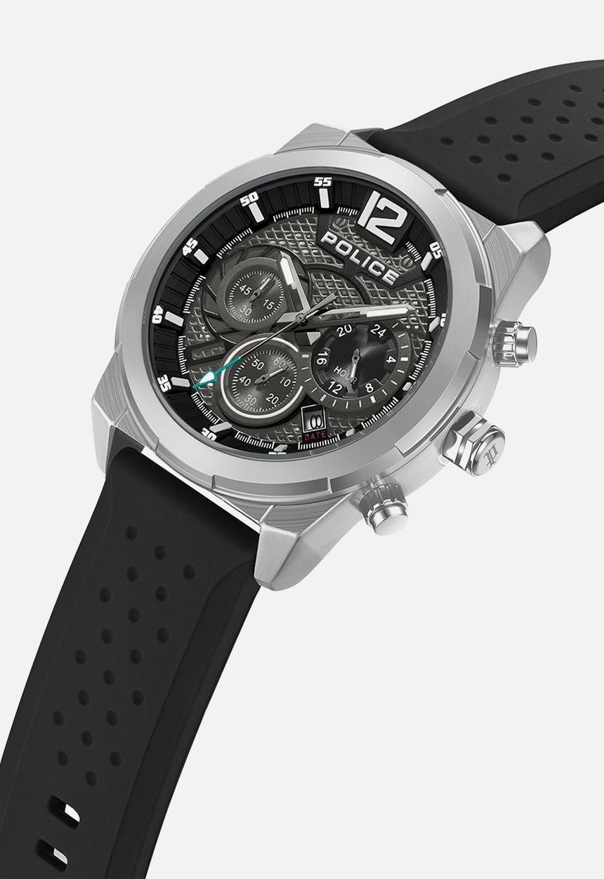 Police - Steel Case Gun Dial Silicone Strap - Gunmetal