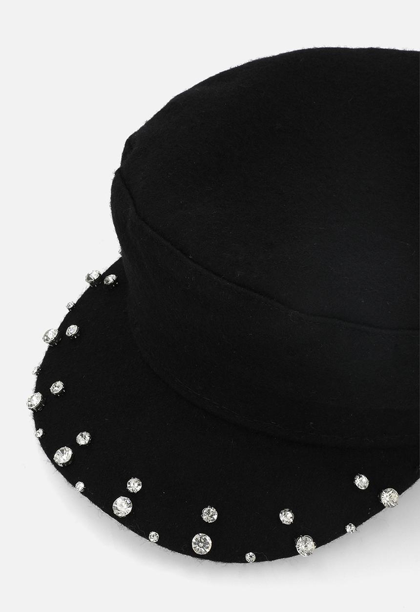 Tessa Design - Lorena Crystal Edge Peak Baker Boy Hat-Black