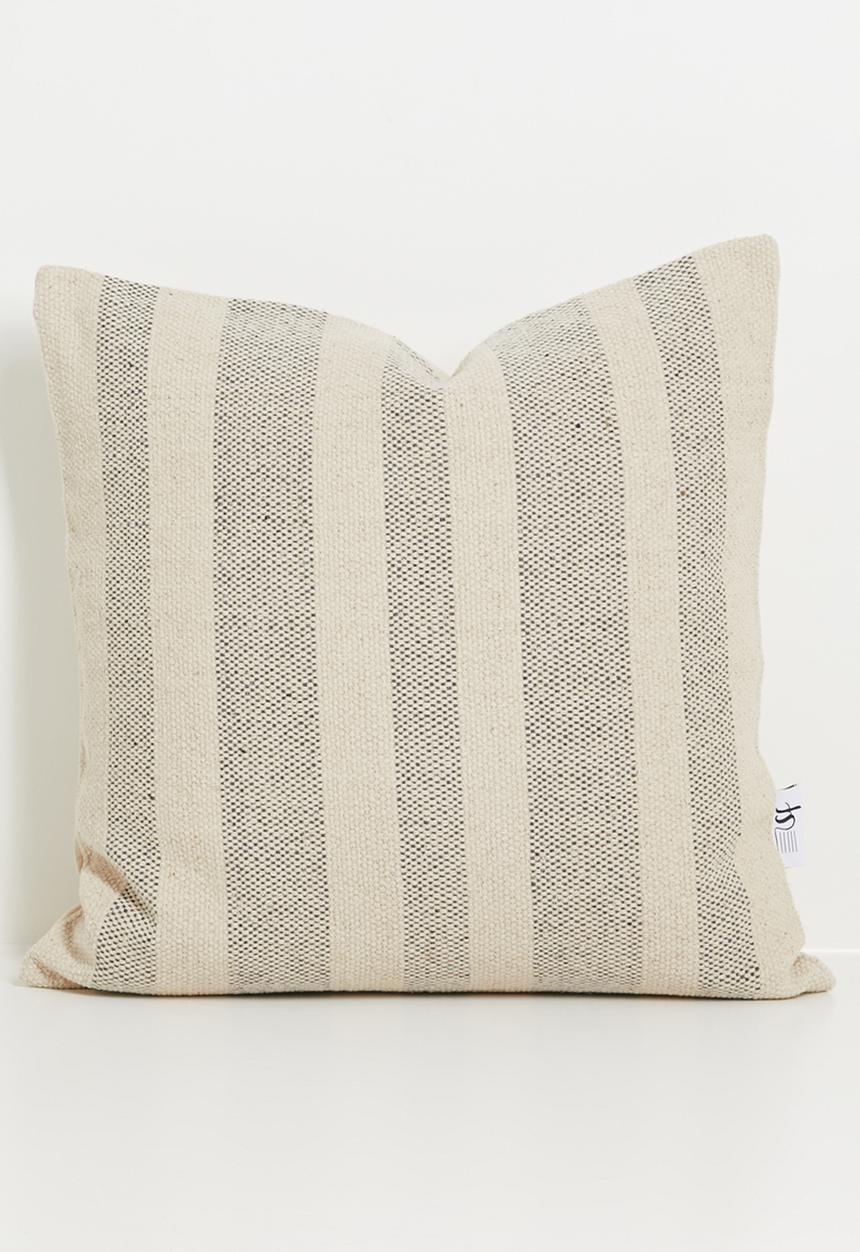 Sixth Floor - Rowan Stripe Cushion Cover - Grey & Neutral