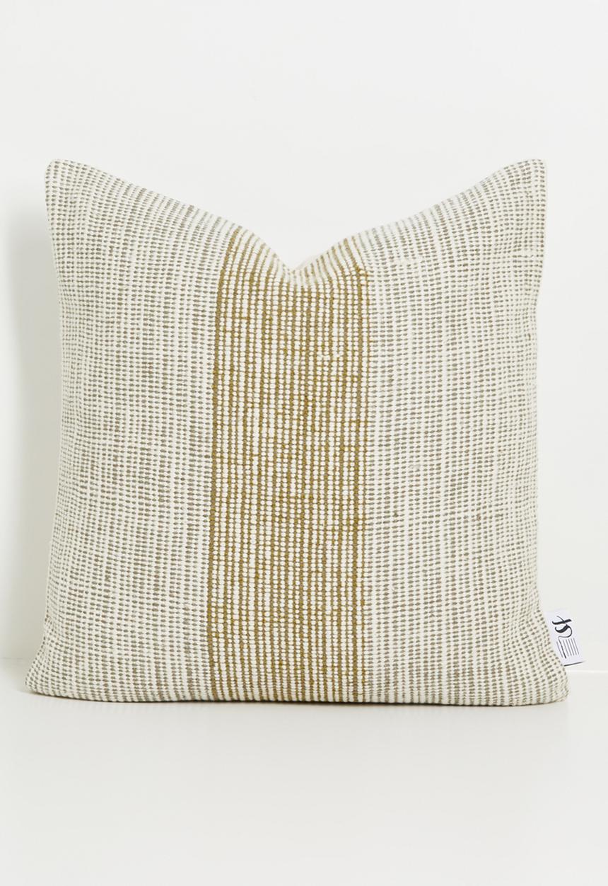 Sixth Floor - Cotton Woven Wool Blend Striped Cushion Cover - Mustard